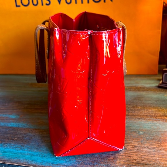 Louis Vuitton Bag Reade Monogram Vernis Pm Red Patent Leather Tote Small - Picture 3 of 15